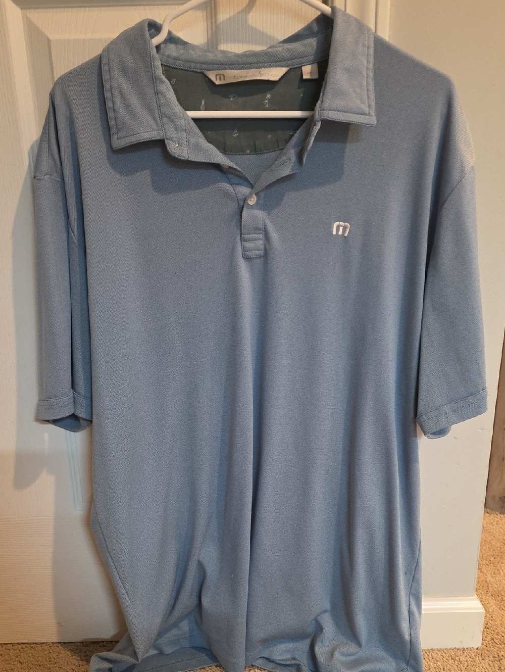 Light Blue Men's Travis Mathew Polo Shirt - Performance Short Sleeve